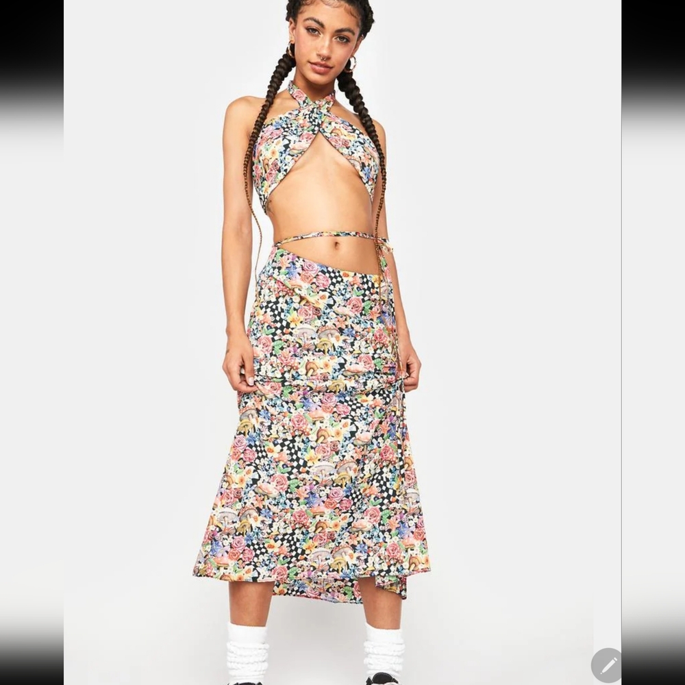 🍋For Love & Lemons Deidre Printed Midi Skirt